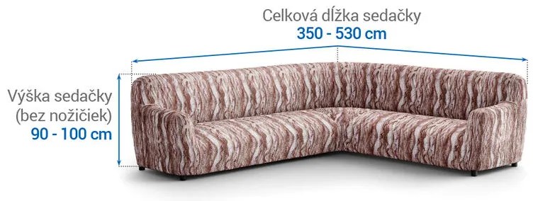 Bielastické poťahy OCEANO NOVÉ hnedo-vínové rohová sedačka (š. 350 - 530 cm)