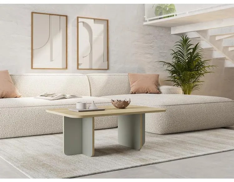 Konferenčný stolík Houseland Hillary 100 cm dub zafírový/sivo-zelený