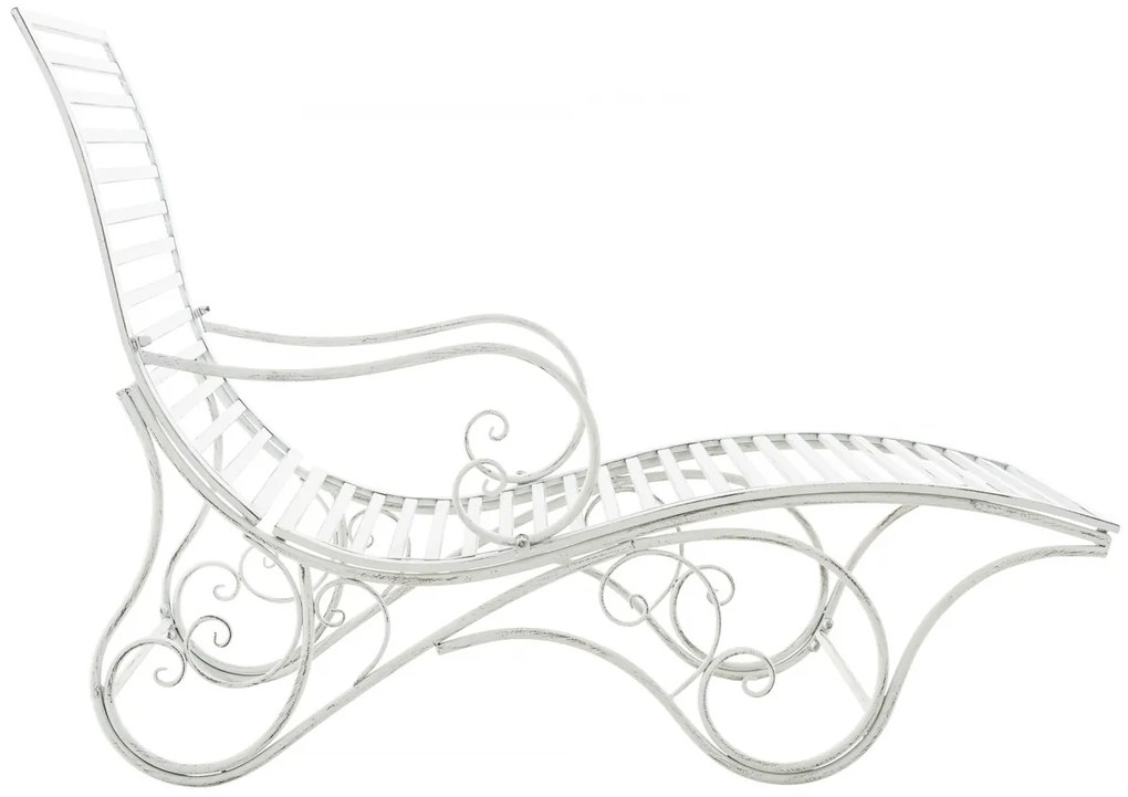 Kovová záhradné lehátko Amiens - Biela antik