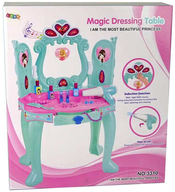 Lean Toys Modro-ružový toaletný stolík s príslušenstvom