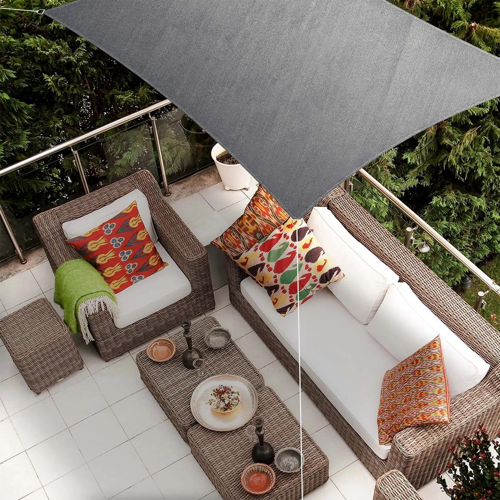 Obdĺžniková slnečná clona, 5 × 7 m, s upevňovacími krúžkami, polyester, priedušná