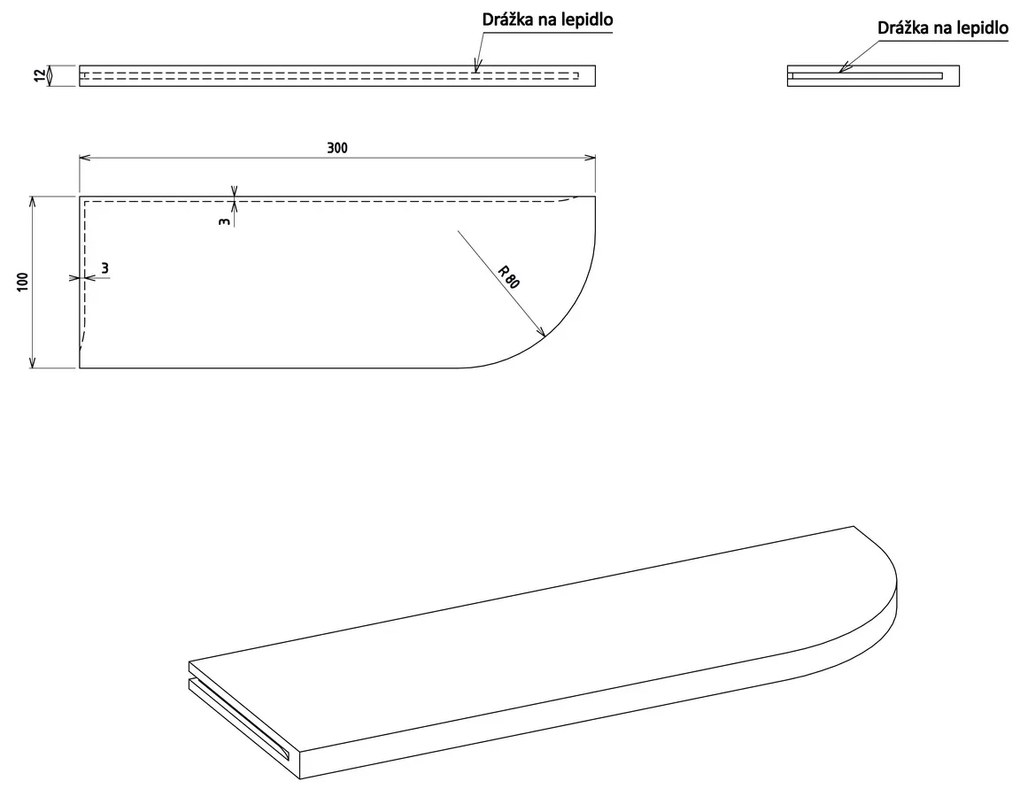 SAPHO AE300-0101 Abeline rohová polica rockstone 30 x 10 cm, excentrická, biela mat