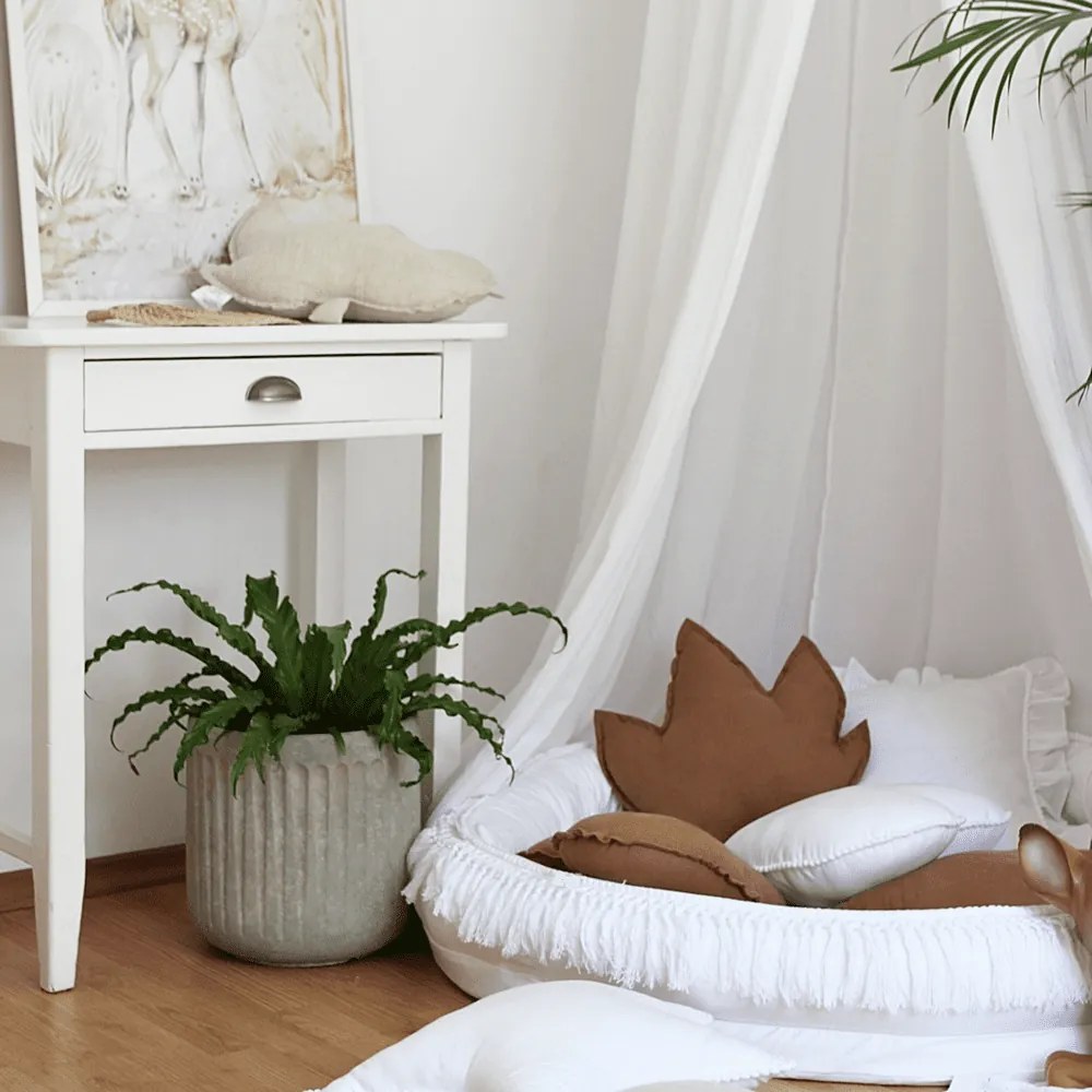 Ľanový vankúš javorový list čokoládová 43x43 cm