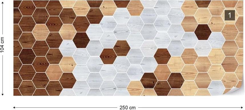 Fototapeta GLIX - 3D Wood Hexagonal 4 + lepidlo ZADARMO Vliesová tapeta  - 250x104 cm