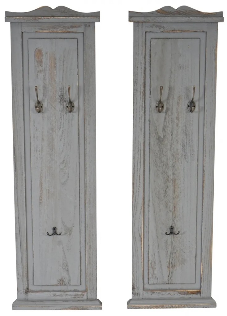 2x vešiaková stena s 3 vešiakmi 33040 - 109x28x3,5 cm, antik sivá