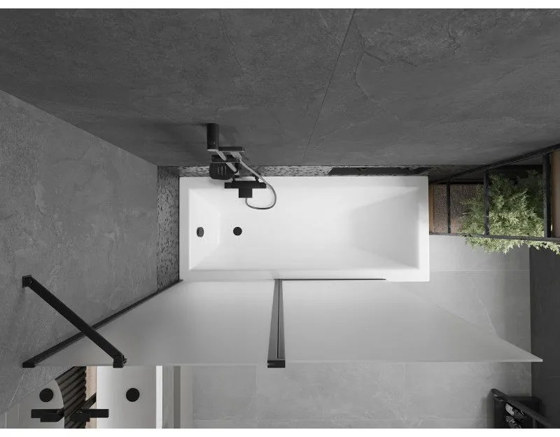 Mexen Flip, 1-krídlová vaňová zástena 140 x 150 cm, 6 mm námraza sklo, čierny profil, 894-140-101-70-30