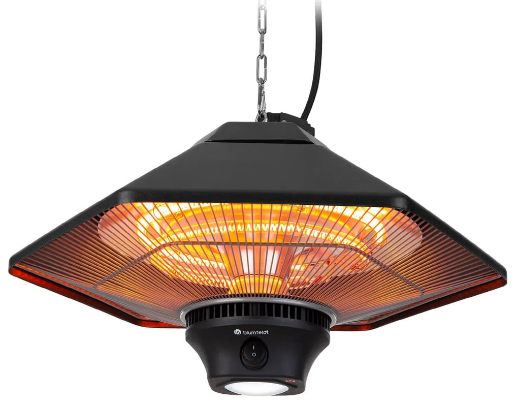 Heat Hexa, infračervený ohrievač, 800/1200 W, halogén, IP34, LED, čierny