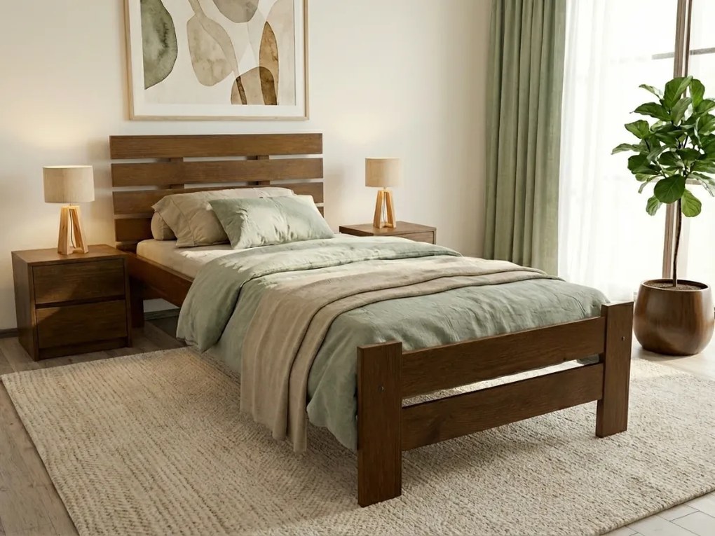 Posteľ PARIS zvýšená 90x200 cm, dub Rošt: Bez roštu, Matrac: Matrac DELUXE 10 cm