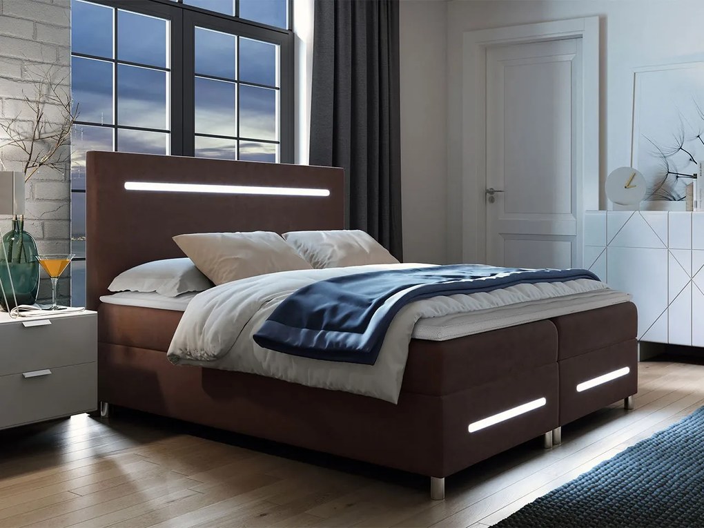 Kontinentálna posteľ Trunida LED, Rozmer postele: 180x200, Dostupné poťahy: Fresh 04