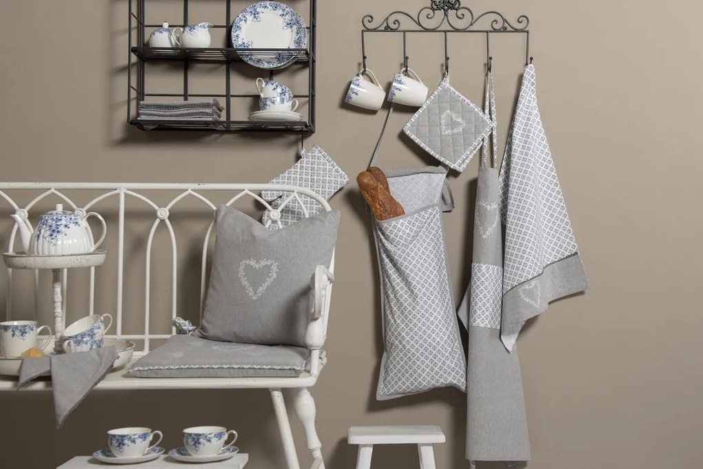 Šedý bavlnený závesný vreckár so srdiečkom Lovely Heart - 28*1*68 cm