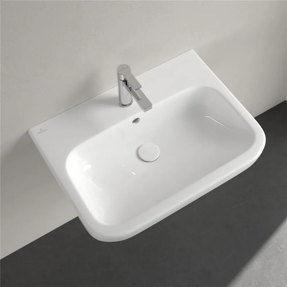 VILLEROY & BOCH Architectura závesné umývadlo s otvorom (spodná strana brúsená), s prepadom, 650 x 470 mm, biela alpská, 4188KG01