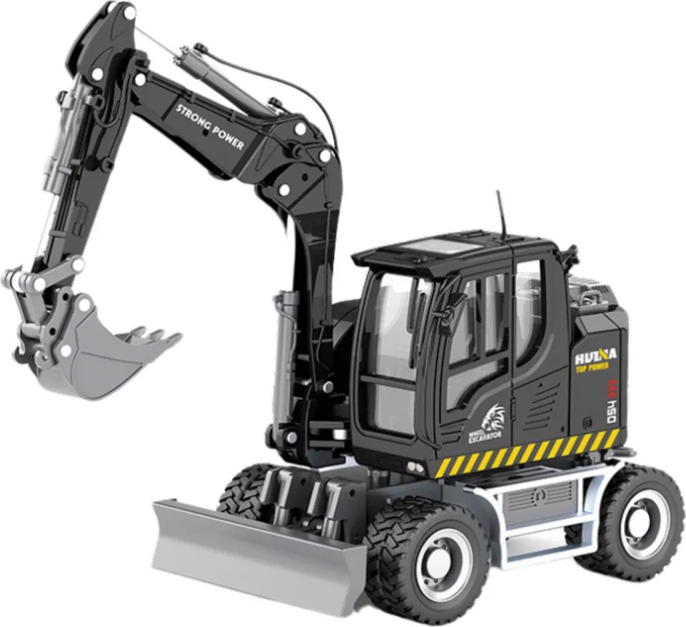Kolové rýpadlo s buldozérom Kovová Huina čierna 1:50