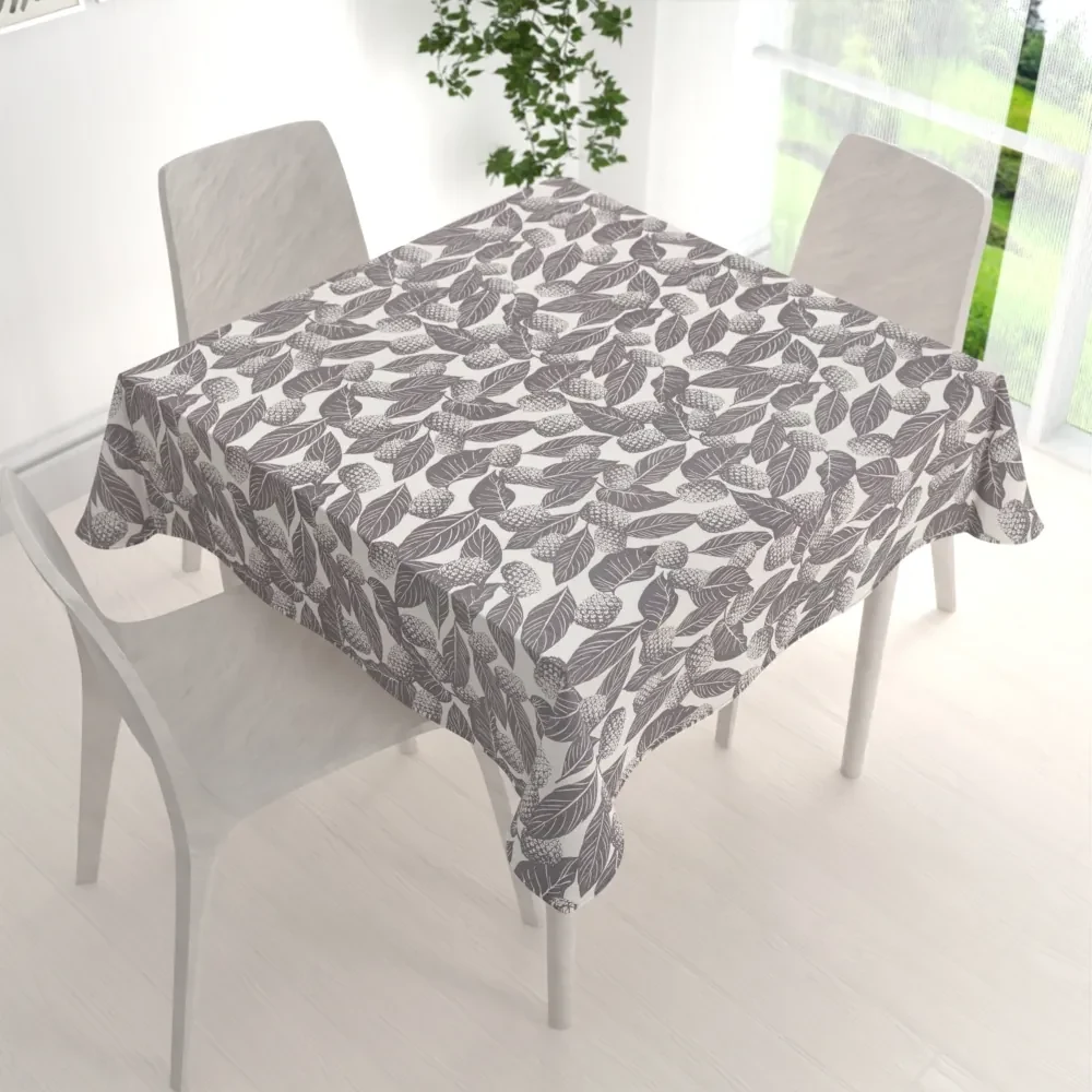 Biante Bavlnený štvorcový obrus Sandra SA-511 Sivé ananásy na bielom 120x120 cm
