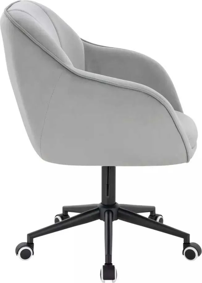 LuxuryForm DESIGN Stolička AVOLA VELUR na čiernej podstave s kolieskami - svetlosivá