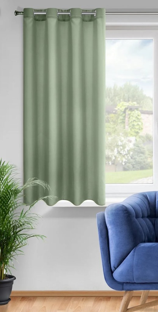 KRÁTKY ZÁVES NA KRÚŽKOCH RITA 140X175 CM OLIVOVÁ