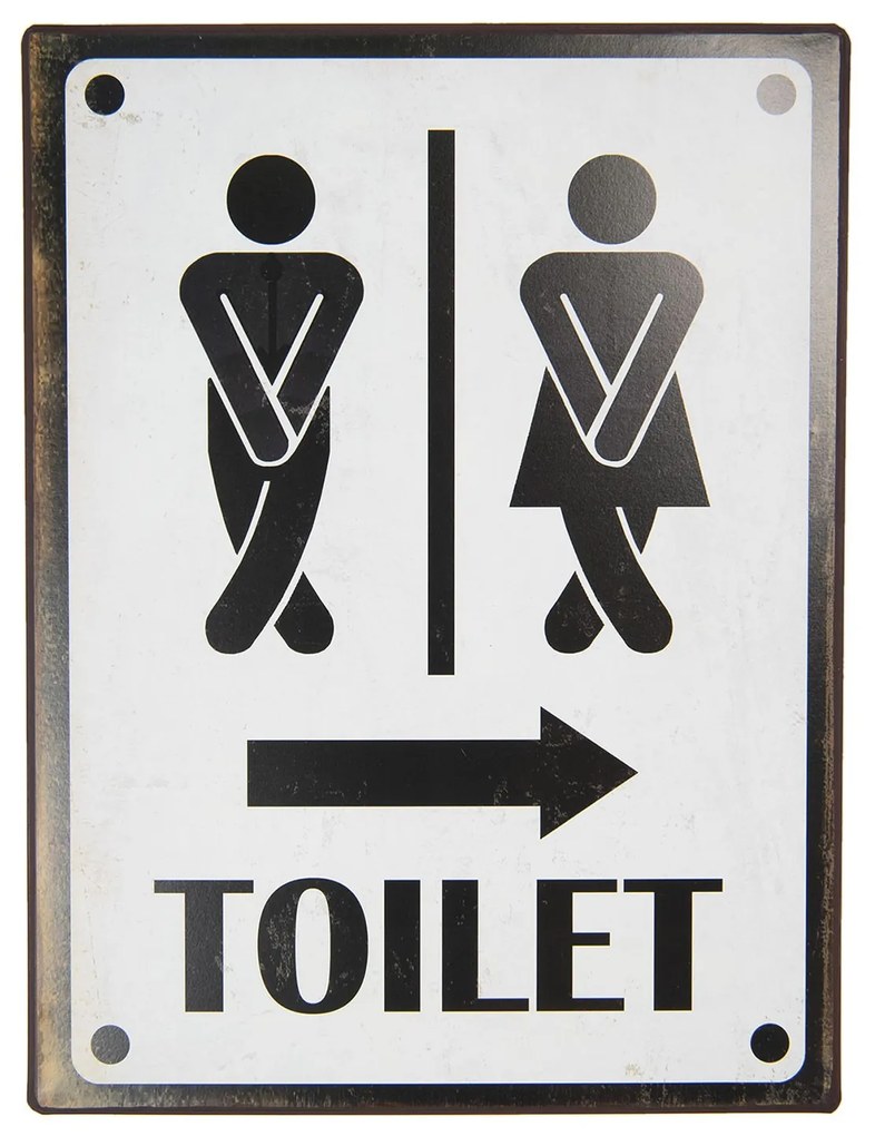 Nástenná kovová ceduľa Toilet - 26 * 35 cm