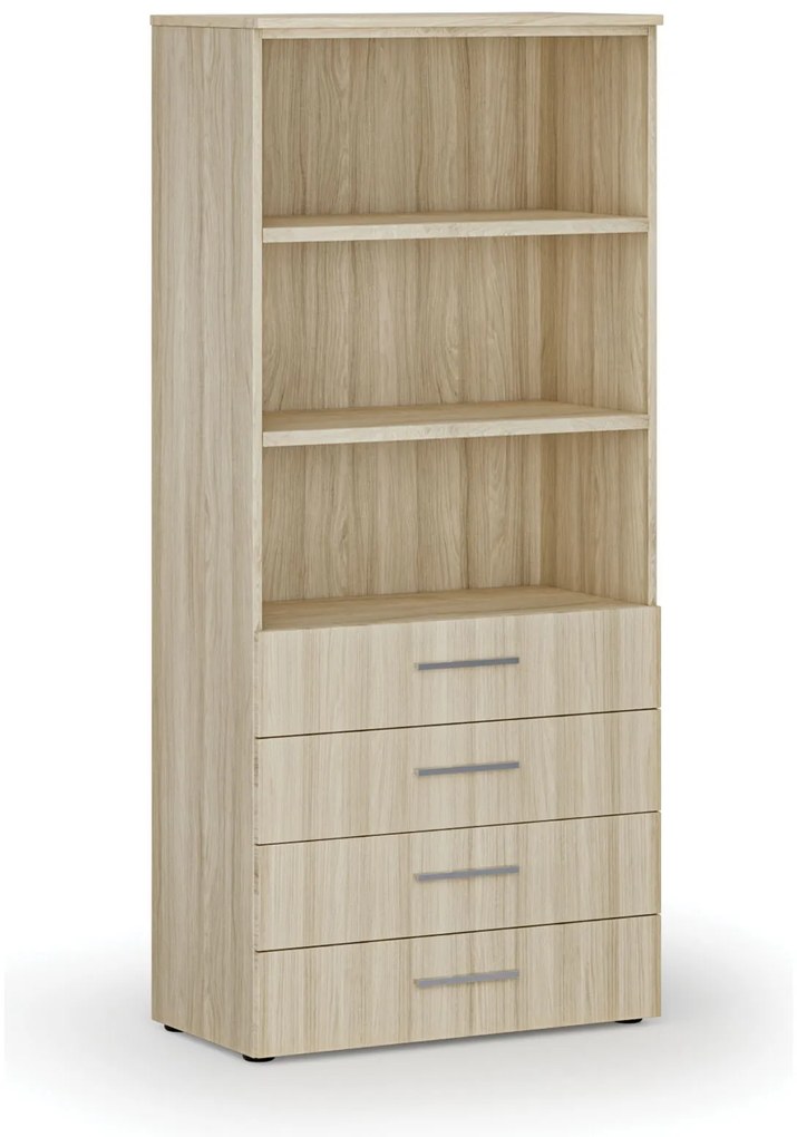 Kancelárska skriňa so zásuvkami PRIMO WOOD, 800 x 420 x 1781 mm, dub prírodný