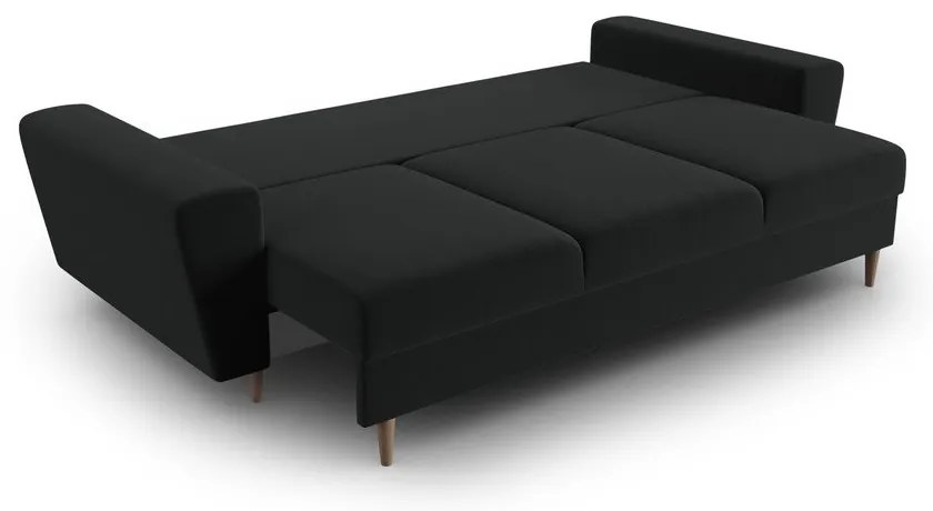 Čierna zamatová rozkladacia/s úložným priestorom pohovka 235 cm Kyoto – Cosmopolitan Design