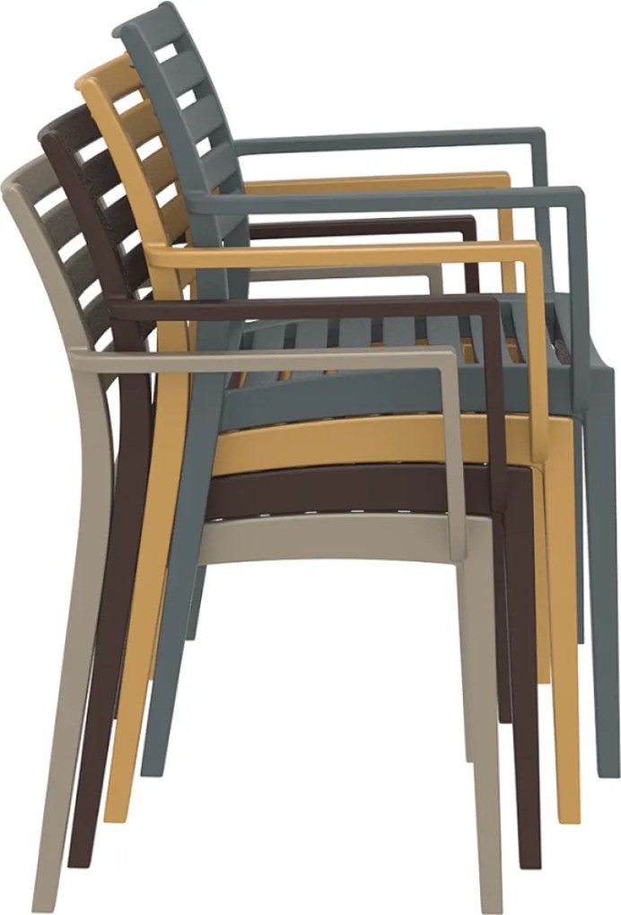 ARTEMIS záhradná stolička s podrúčkami silver grey