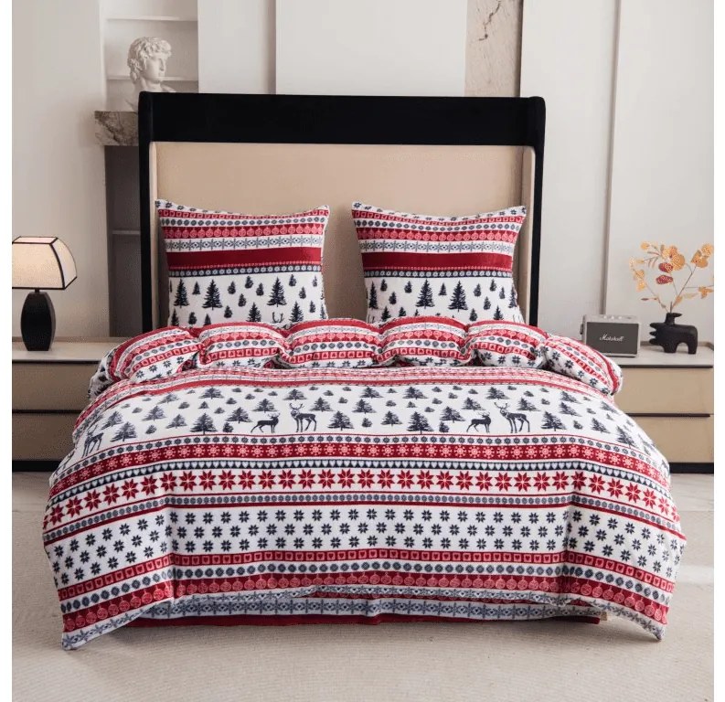 Sada mikroplyšových obliečok TWINKLE CHRISTMAS farebné + obliečka mikroplyš SOFT 90x200 cm biela, jednolôžko