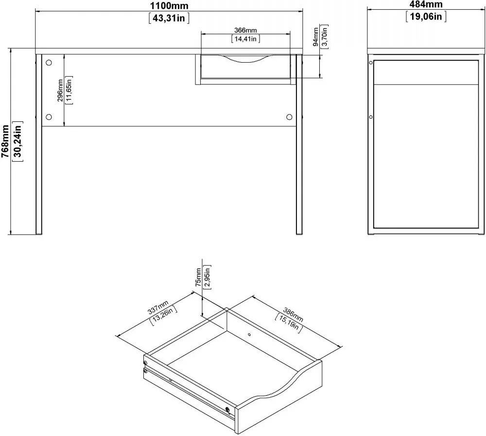 Písací stôl Felixa 513 110 cm hickory Jackson/biely