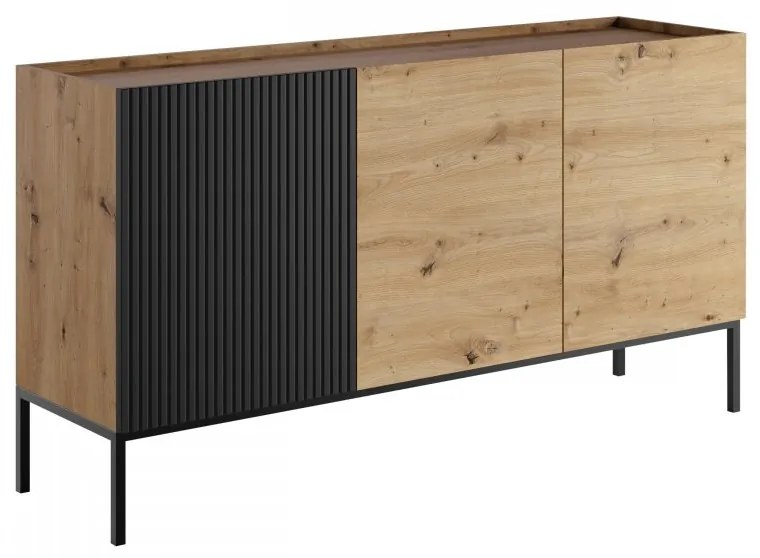 Komoda Zulek 150 3D, Farby: dub artisan / dub artisan + čierna
