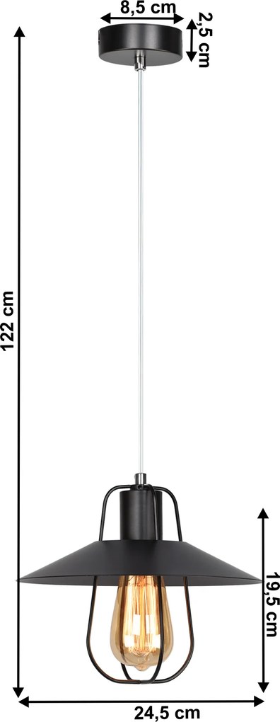 Visiaca lampa, čierna/kov, TINAN