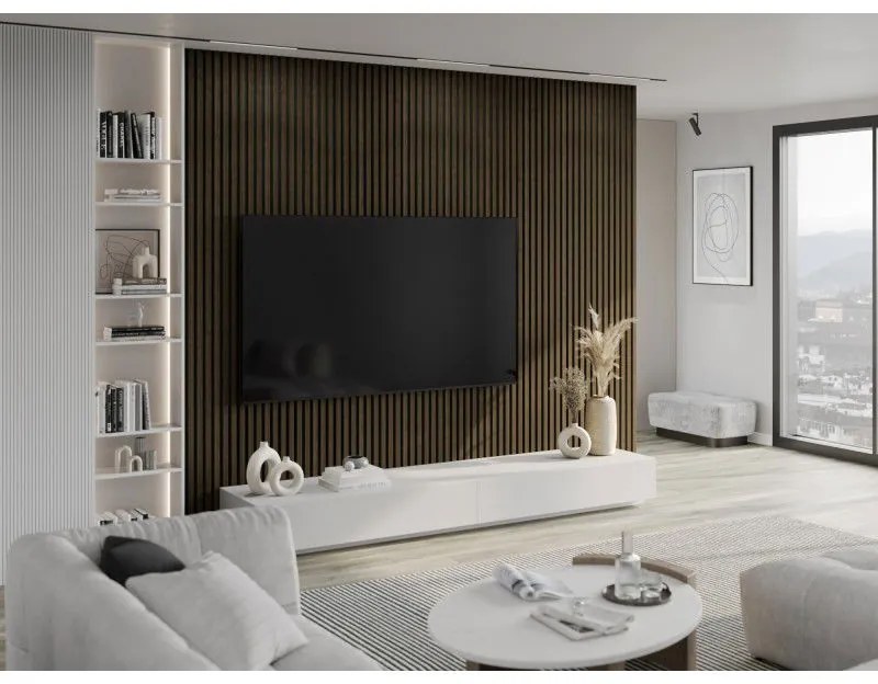 Mexen Lam-F, akustické stenové lamely 275 × 30 cm, plstený podklad 8 mm, technická dyha, eben kráľovský, S105-275307-3015-020