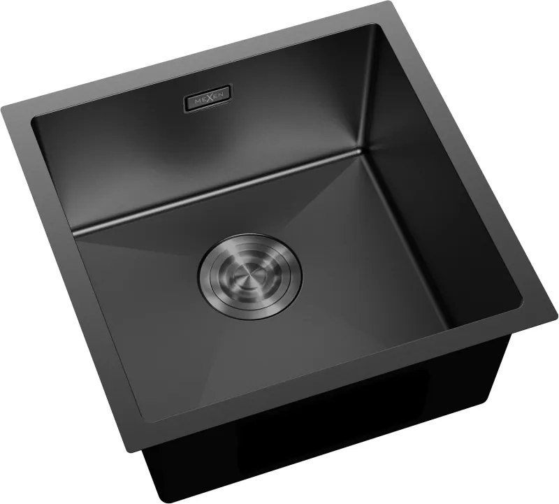 Mexen Trixo, 1-komorový nerezový drez 440 x 440 mm, čierna, 6413441000-70