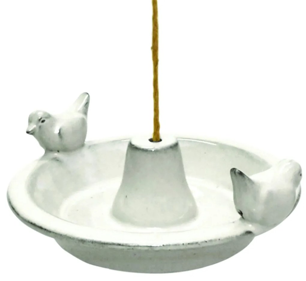 Závesné napájadlo pre vtáky Mia, 30x10 cm, keramika, biela