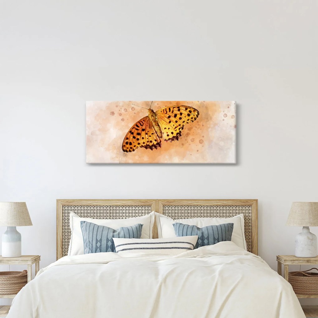 Obraz - Oranžový motýľ, aquarel (120x50 cm)