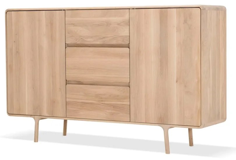 Komoda z masívneho dubového dreva s 3 zásuvkami Gazzda Fawn, šírka 180 cm