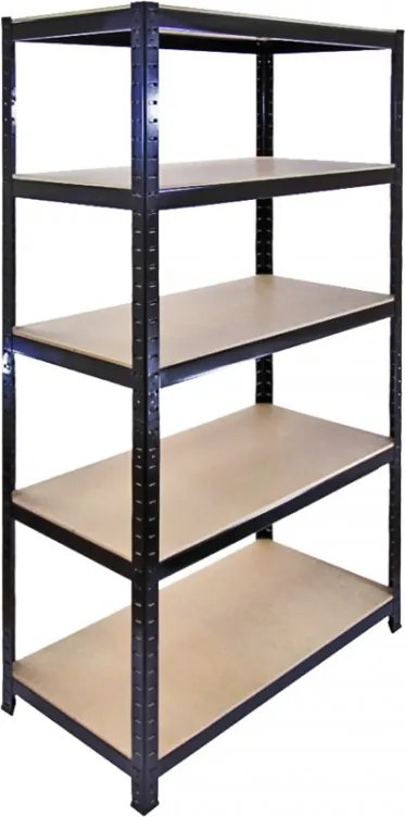 Regál 200x120x40 cm lakovaný 5-policový, nosnosť 600 kg - ČIERNÝ