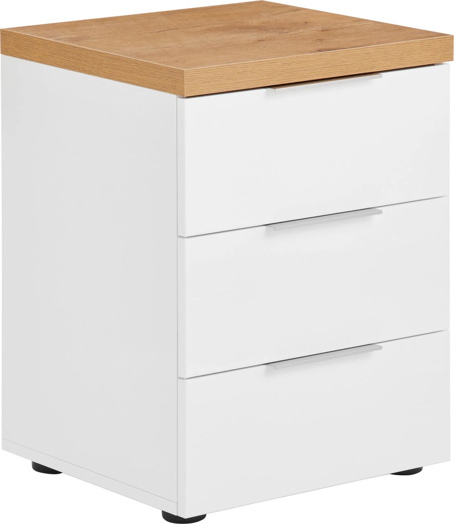 XXXLutz NOČNÝ STOLÍK, biela, farba duba, 45/55/43 cm Xora - Online Only spálne - 001027000410