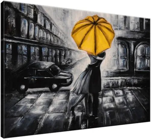 Ručne maľovaný obraz Žltý bozk v daždi 100x70cm RM2474A_1Z