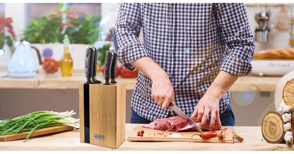 Sada nožov G21 Gourmet Rustic 5 ks + bambusový blok 6002237