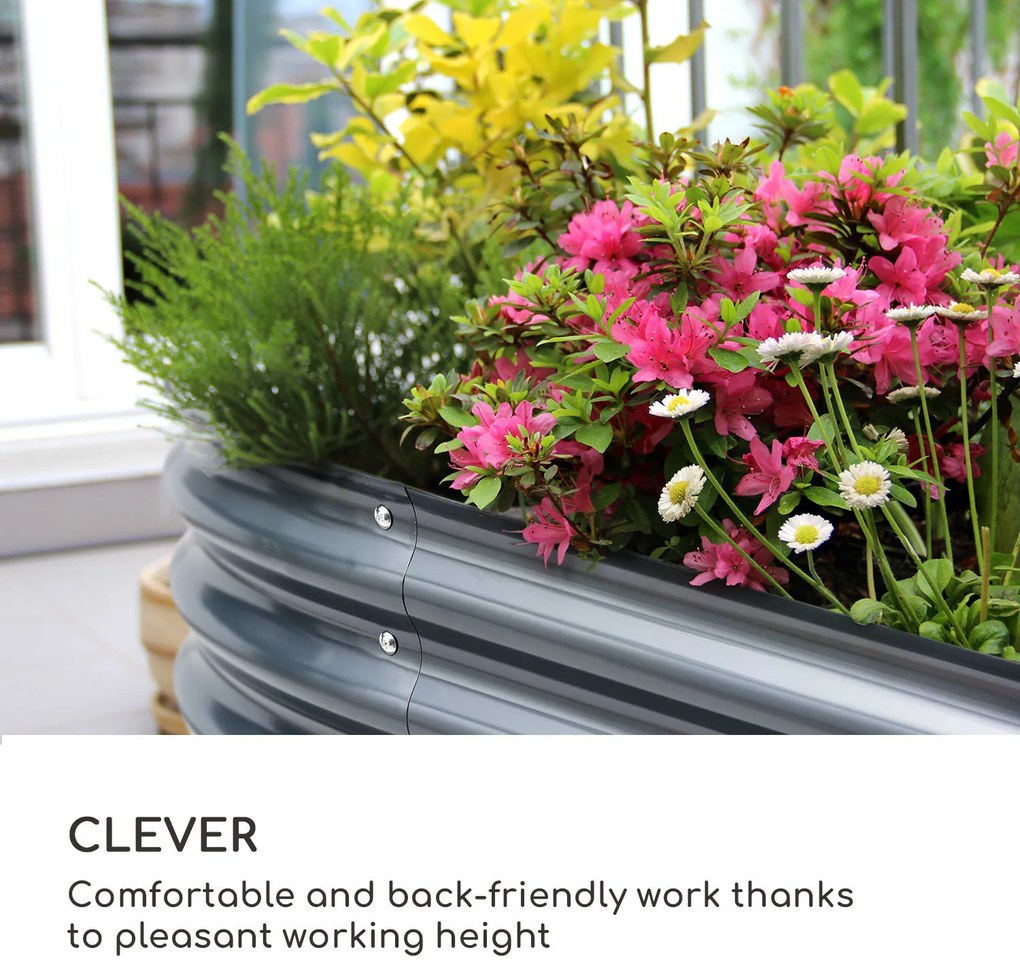 Blumfeldt High Grow, vyvýšený záhon, 200 x 80 x 100 cm, vlnovitý plech, jednoduchá montáž