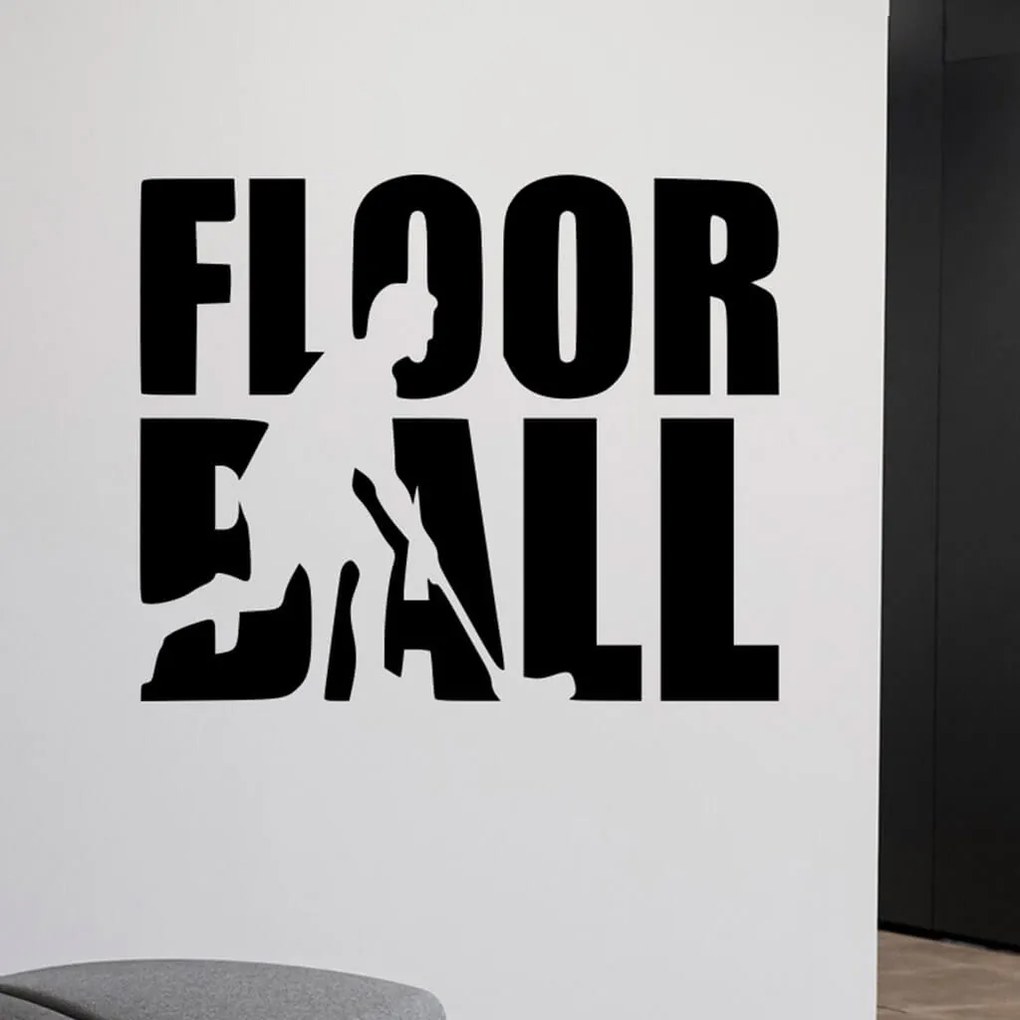 Veselá Stena Samolepka Nápis Floorball Farba: černá, Veľkosť: 100 x 82 cm