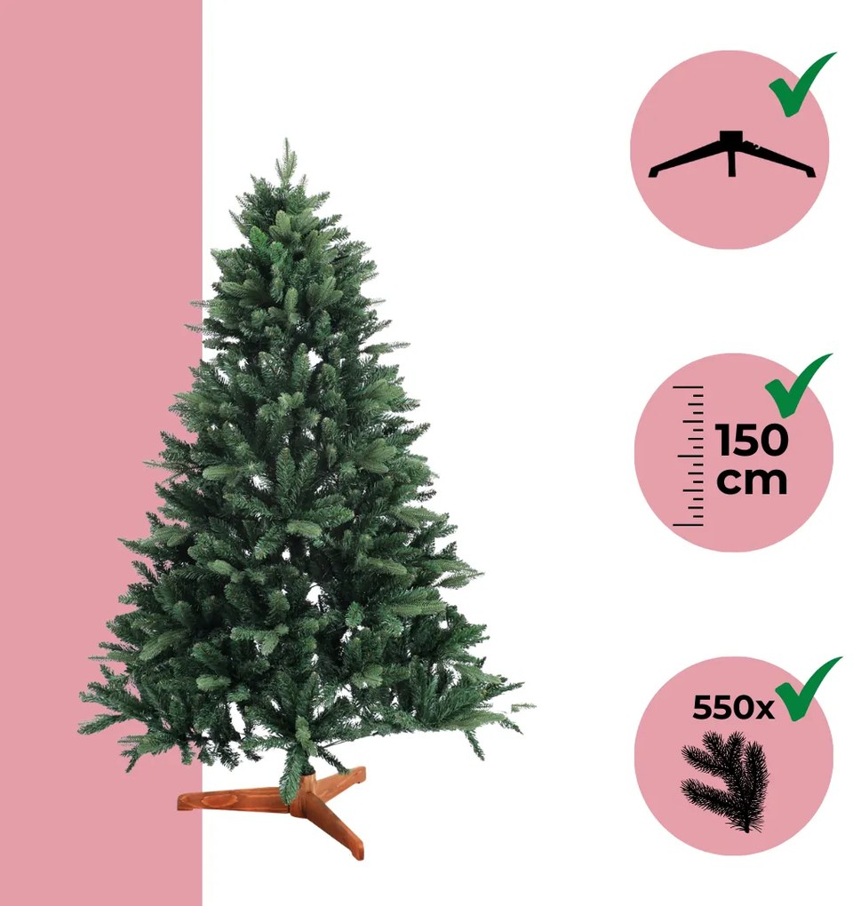 Umelý vianočný stromček FROST, 150cm, zelená Jurhan