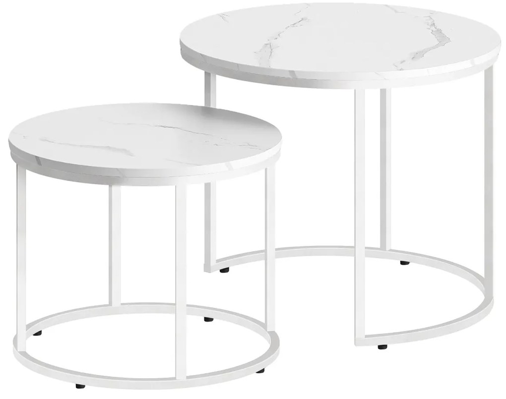 Súprava konferenčných stolíkov MARLON 2 ks, dekor biely mramor