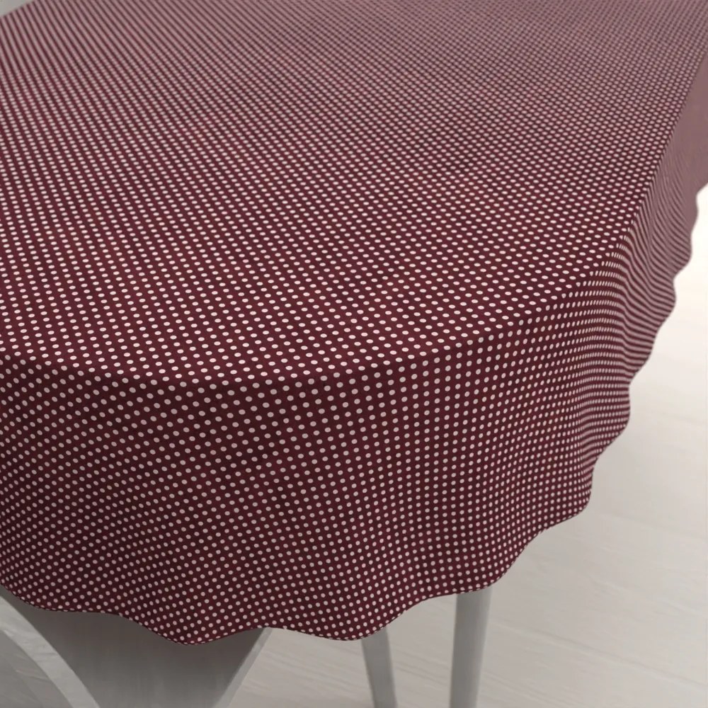 Biante Bavlnený oválny obrus Sandra SA-339 Biele bodky na tmavo červenom 130x200 cm