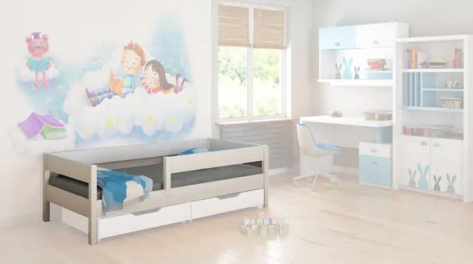 LU Detská posteľ so zábranou Mix - biela Rozmer: 180x80