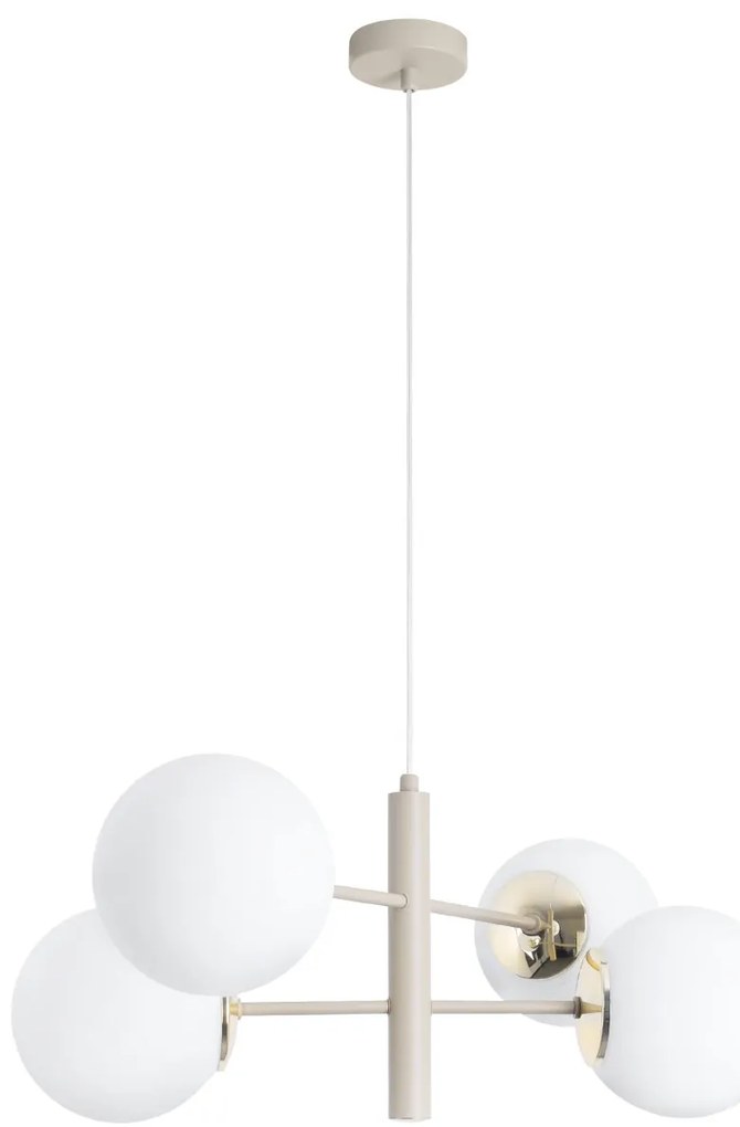 Závesné svietidlo Florence, 4x biele sklenené tienidlo, be/g