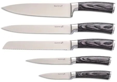G21 Gourmet Stone 5-dielna sada nožov + bambusovýblok