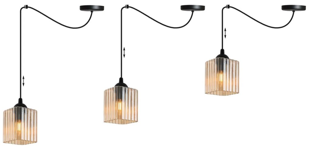 Závesné svietidlo Riffle Square Spider, 1x medové sklenené tienidlo, b