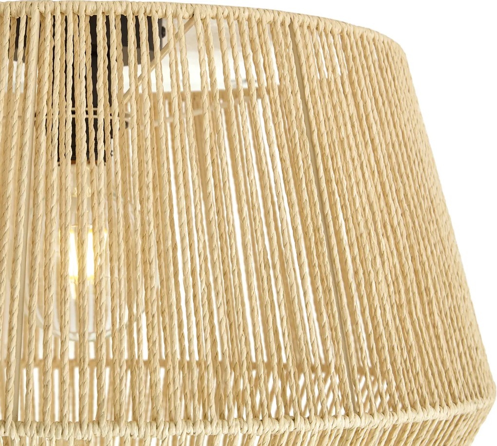 Stropná lampa čierna s béžovým lanovým tienidlom 50/50/30 - Cyl