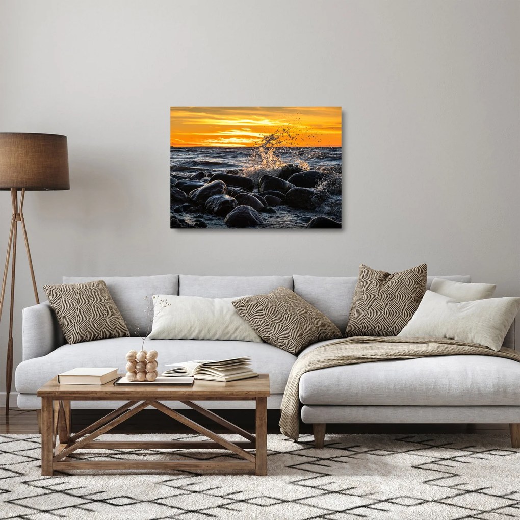 Sklenený obraz morských vĺn (70x50 cm)