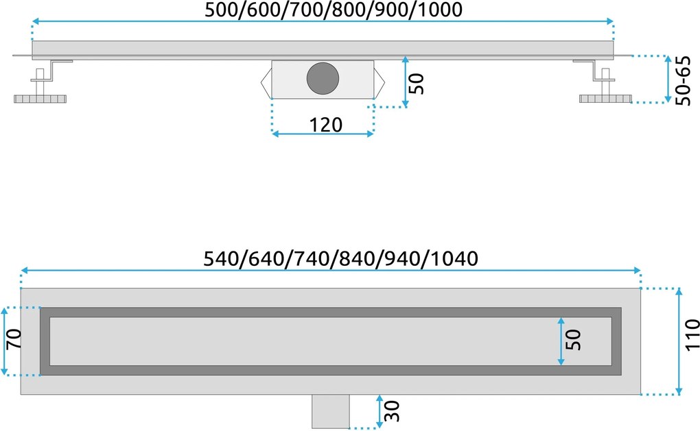 Lineární odtokový žlab Rea Neox 60 cm stříbrný