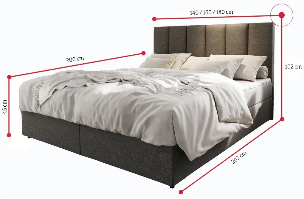 Čalúnená posteľ boxspring KARDI, 160x200, cosmic 10 + topper