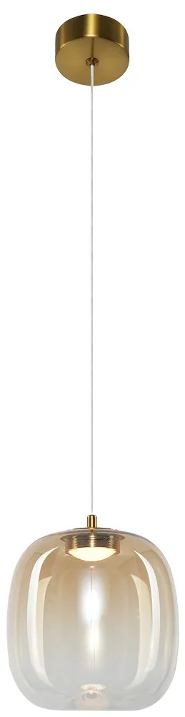 Závesné svietidlo Vaso, 1x jantárové sklenené tienidlo, (fi 15cm), g